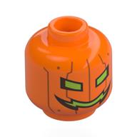 Minifig Head Metal Carved Pumpkin, Dark Orange Seems, Yellow Eyes, Mouth (Orange)