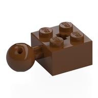 Technic Brick Special 2 x 2 with Ball and Axle Hole, with 6 Holes in Ball (Reddish Brown)
