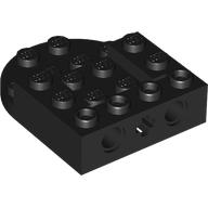 Brick 4 x 5 with Rounded End, Axle, Pin Holes, 2 x 2 Recessed Center (Black)