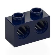 Technic Brick 1 x 2 [2 Pin Holes] (Dark Blue)