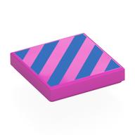 Tile 2 x 2 with Dark Blue Diagonal Stripes Print (Dark Pink)