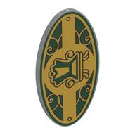 Shield Ovoid with Grip with Sign, Dark Green Background, Gold Decorations, Chair Print (Light Bluish Gray)