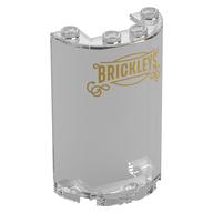 Cylinder Half 2 x 4 x 5 with 1 x 2 cutout with Gold Sign, 'BRICKLEYS' Print (Trans-Clear)