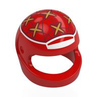 Helmet, Standard with White Border, Gold Stars, Dark Red Lines Print (Red)