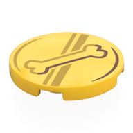 Tile Round 3 x 3 with Copper/Gold Circles, Stripes, Bone Print (Dog Collar) (Yellow)
