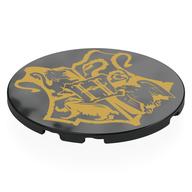 Tile Round 6 x 6 with Gold Hogwarts Symbol Print (Black)