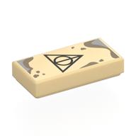 Tile 1 x 2 with Parchment, Deadly Hallows Sign Print (Tan)