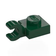 Plate Special 1 x 1 with Clip Horizontal [Thick Open O Clip] (Dark Green)