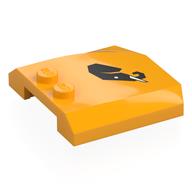 Brick Wedged, Curved Triple 4 x 4 x 2/3, 2 Studs with Black Elephant Head Print (Bright Light Orange)