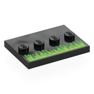 Plate Special 3 x 4 with 1 x 4 Center Studs with Bright Green/Lime Pixelated Energy Print (Black)