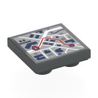 Tile Special 2 x 2 Inverted with Navigation Map Print (Dark Bluish Gray)