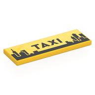 Tile 2 x 6 with black 'TAXI', City Skyline Print (Yellow)
