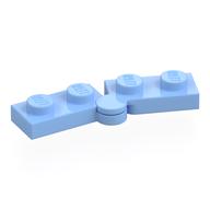 Hinge Plate 1 x 4 Swivel Top / Base - Hollow Clip [Complete Assembly] (Bright Light Blue)