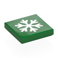 Tile 2 x 2 with White Snowflake Print (Green)