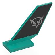 Tail Shuttle with Silver Owl on Black Background Print (Dark Turquoise)
