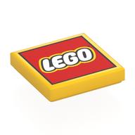 Tile 2 x 2 with LEGO Logo Type 2 Print (Yellow)