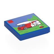 Tile 2 x 2 with LEGO Set, Camper Print (Blue)