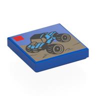 Tile 2 x 2 with LEGO Set, Monster Truck Print (Blue)