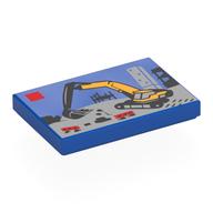 Tile 2 x 3 with LEGO Set, Excavator Print (Blue)