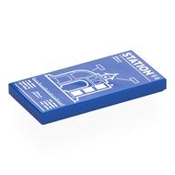 Tile 2 x 4 with 'STATION', BluePrint Print (Blue)