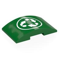 Brick Curved 4 x 6 Double, 2 x 4 Cutout with White Recycling Sign Print (Green)