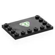 Plate Special 4 x 6, Studs on 3 Edges with Green Bottle Recycling Symbol on White Background Print (Black)