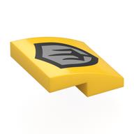 Brick Curved 2 x 2 x 2/3 with Shield, Trident on Silver Background Print (Yellow)