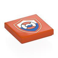 Tile 2 x 2 with Coastguard Logo Print (Reddish Orange)