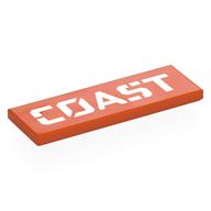 Tile 2 x 6 with White 'COAST' Print (Reddish Orange)