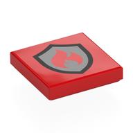 Tile 2 x 2 with Silver Fire Fighter Symbol Print (Red)