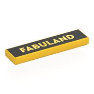 Tile 1 x 4 with 'FABULAND' on Black Background Print (Yellow)