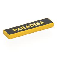 Tile 1 x 4 with 'PARADISA' on Black Background Print (Yellow)