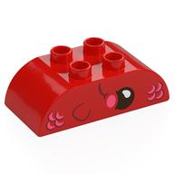Duplo Brick 2 x 4 Curved Top with Fish Face Print (Red)