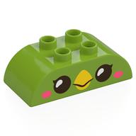 Duplo Brick 2 x 4 Curved Top with Bird Eyes Print (Lime)