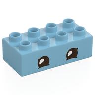 Duplo Brick 2 x 4 with Eyes Print (Medium Azure)
