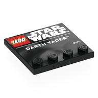 Plate Special 4 x 4, Studs on One Edge with 'LEGO STAR WARS', 'DARTH VADER' Print (Black)