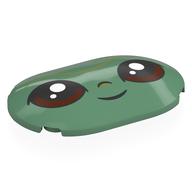 Brick Round 4 x 6 x 2/3 with Face, Black Eyes (Grogu) Print (Sand Green)