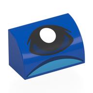 Brick Curved 1 x 2 x 1 No Studs with Dark Blue Eye, White Pupil Print (Blue)