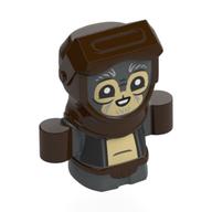 Creature, Anzellan, Dark Brown Hood, Belt, Hands, Tan Face, Laughing Print (Dark Bluish Gray)
