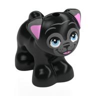 Animal, Dog, Pug with Dark Bluish Grey Face, Bright Light Blue, Bright Pink Ears Print (Black)