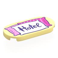 Tile Round 2 x 4 with White/Bright Pink/Dark Pink Pillows, Dark Purple 'Hotel' Print (Bright Light Yellow)