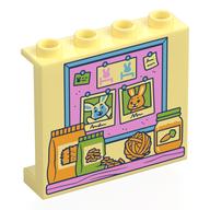 Panel 1 x 4 x 3 with Bright Pink/Medium Blue Message Board, Food Bags, Jar, Yarn Print (Bright Light Yellow)