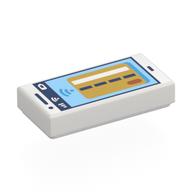 Tile 1 x 2 with Smart Phone, Credit/Debit Card Screen Print (White)