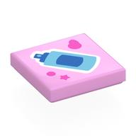 Tile 2 x 2 with Blue and Bright Light Blue Spray Bottle Print (Bright Pink)