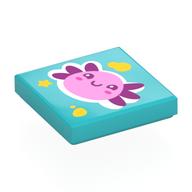Tile 2 x 2 with Bright Pink and Magenta Axolotl Print (Medium Azure)