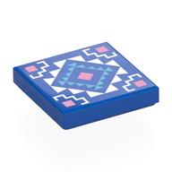 Tile 2 x 2 with Bright Pink/Blue/Dark Turquoise Mosaic Print (Blue)