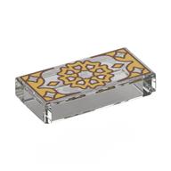Tile 1 x 2 with Gold Decorations Print (Trans-Clear)