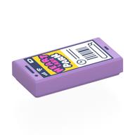 Tile 1 x 2 with Phone Screen, Bright Pink/White 'HEART LAKE PARK' Ticket, Barcode Print (Medium Lavender)