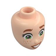 Minidoll Head, Dark Orange Eyebrows, Olive Green Eyes, Freckles, Nougat Lips, Worried (Light Nougat)