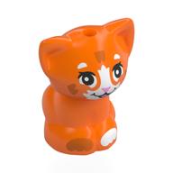Animal, Cat, Kitten Sitting with White Face, White/Dark Orange Spots, Bright Pink Nose Print (Orange)